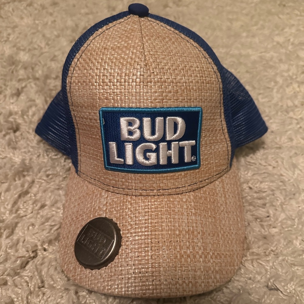 Bud Light Tan and Blue Trucker Hat